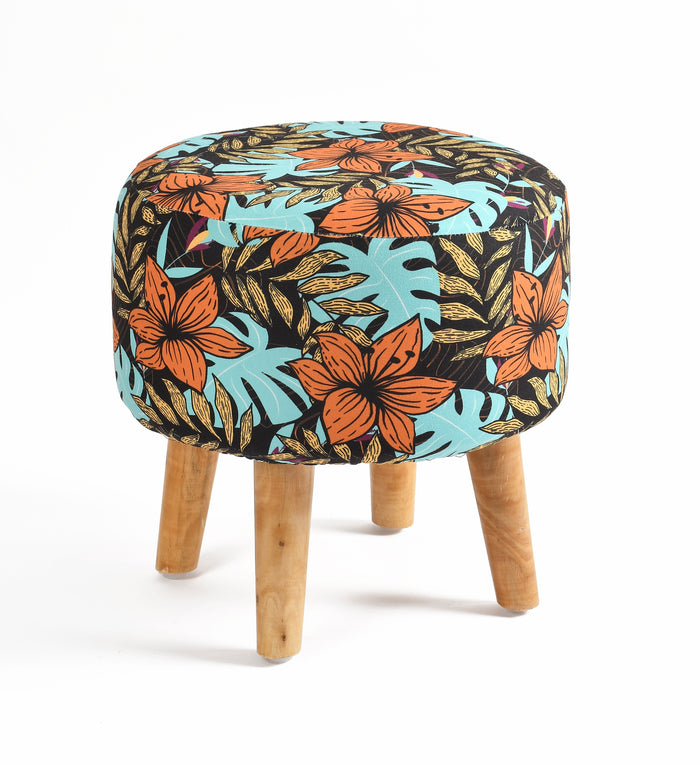 Warli Ottoman Stool - Printed