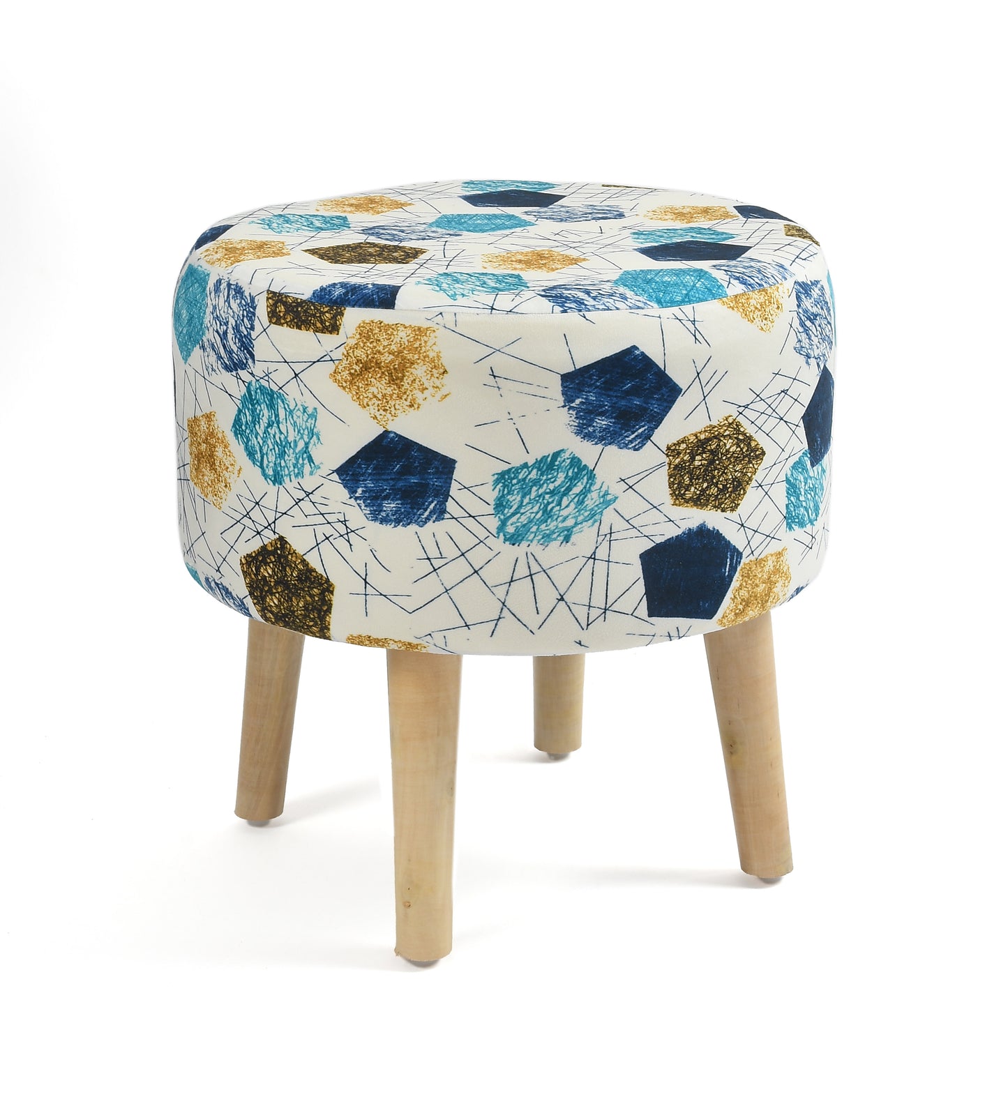 Warli Ottoman Stool - Printed White