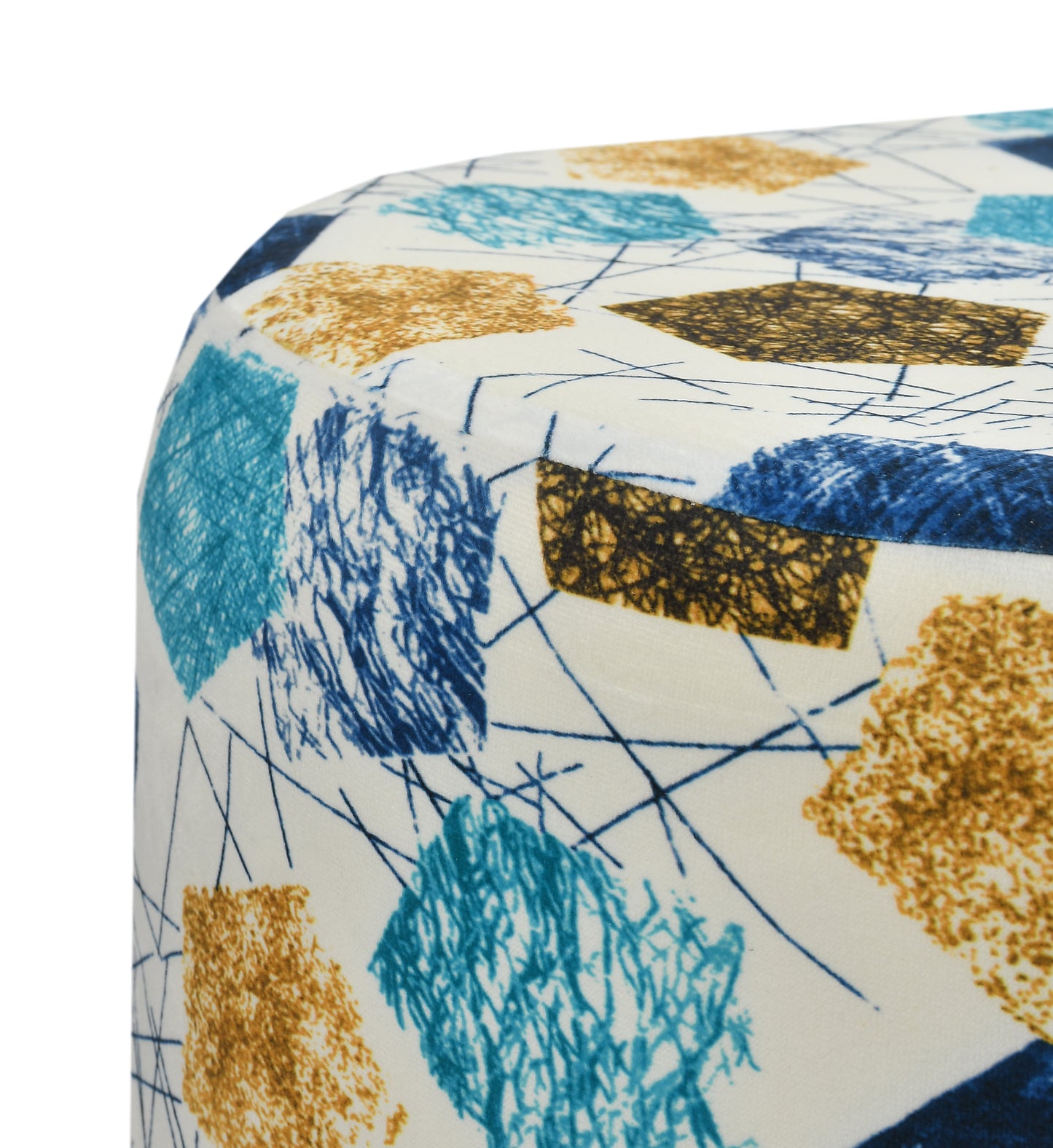 Warli Ottoman Stool - Printed White