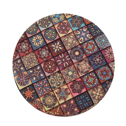 Warli Ottoman Stool - Printed Pink - Clover Home Furnishings