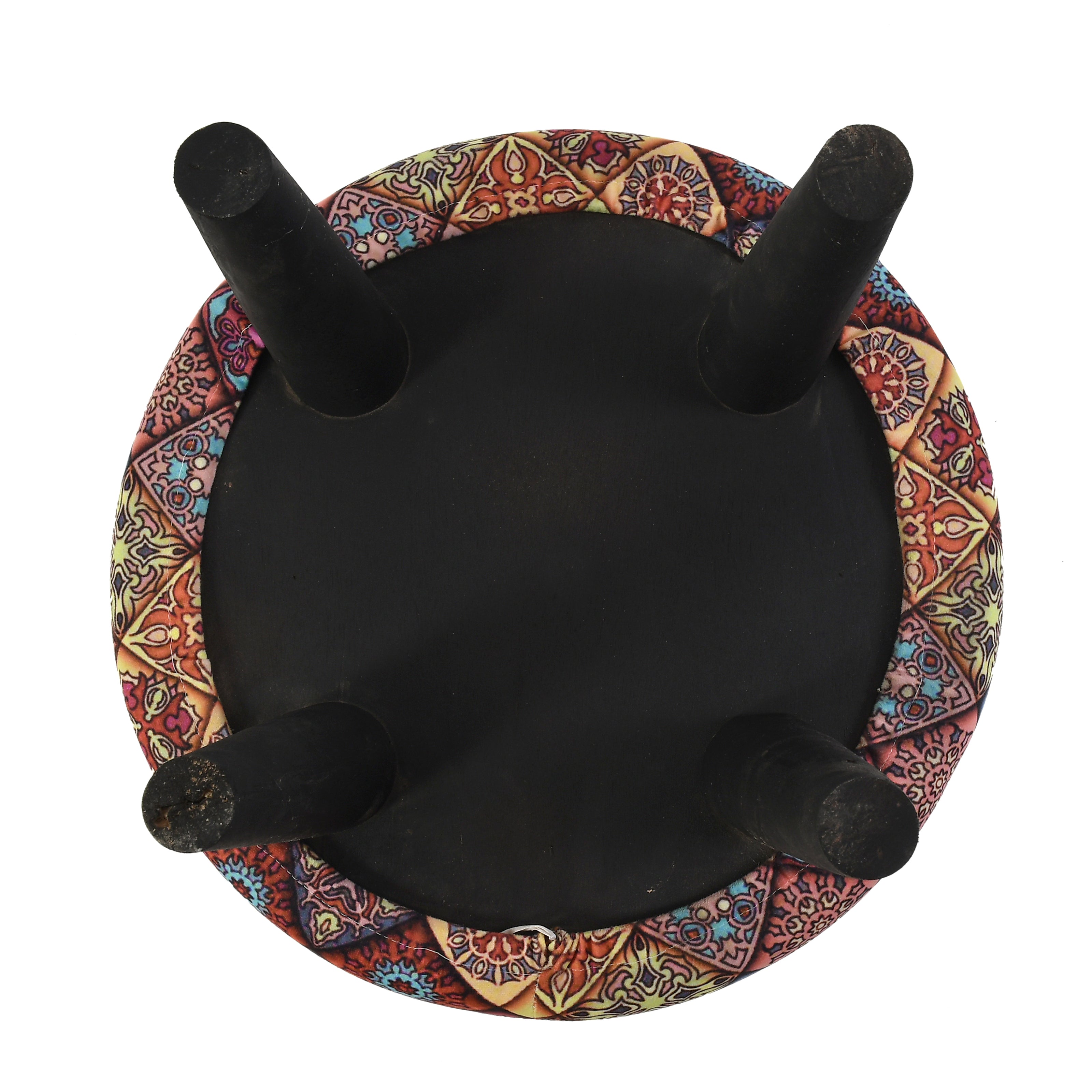 Warli Ottoman Stool - Printed Pink - Clover Home Furnishings
