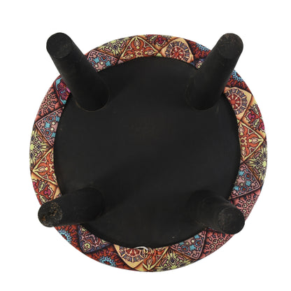 Warli Ottoman Stool - Printed Pink - Clover Home Furnishings