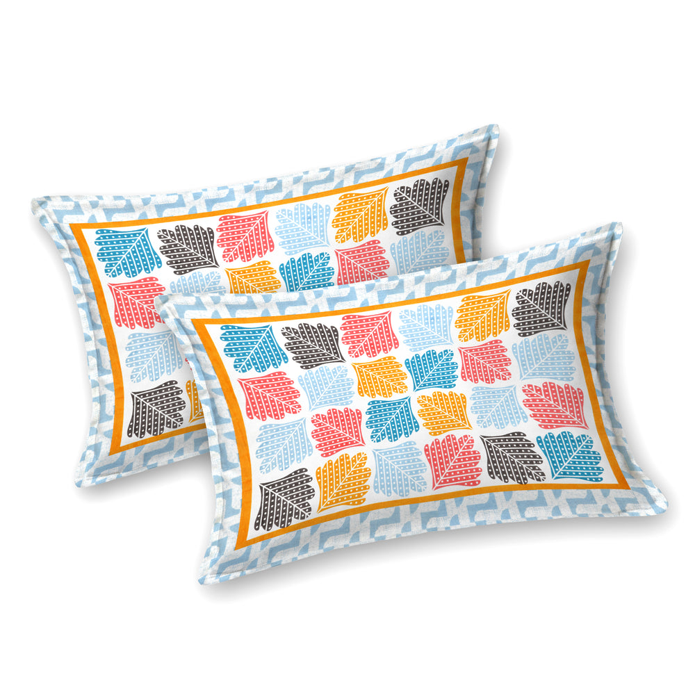 Tista 310 TC Cotton Bed Sheet with 2 Pillow Covers - Printed
