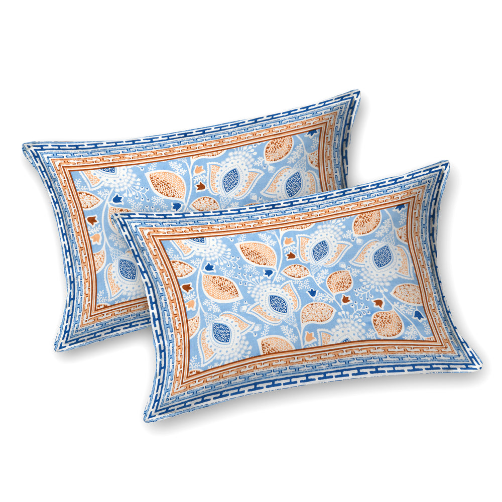 Tista 310 TC Cotton Bed Sheet with 2 Pillow Covers - Printed