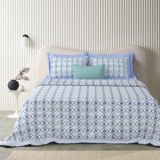 Tista 310 TC Cotton Bed Sheet with 2 Pillow Covers - Printed - Clover Home Furnishings