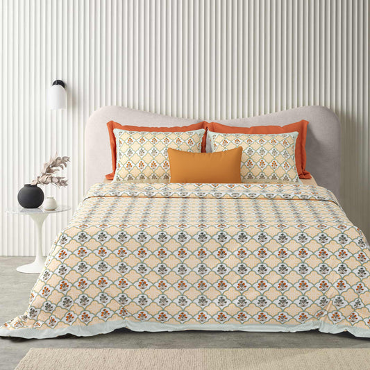 Tista 310 TC Cotton Bed Sheet with 2 Pillow Covers - Printed - Clover Home Furnishings