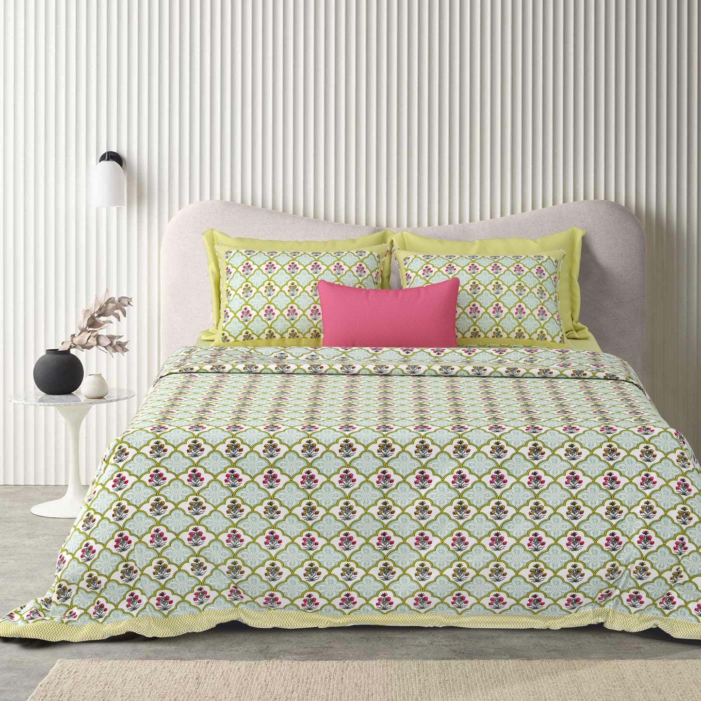 Tista 310 TC Cotton Bed Sheet with 2 Pillow Covers - Printed - Clover Home Furnishings