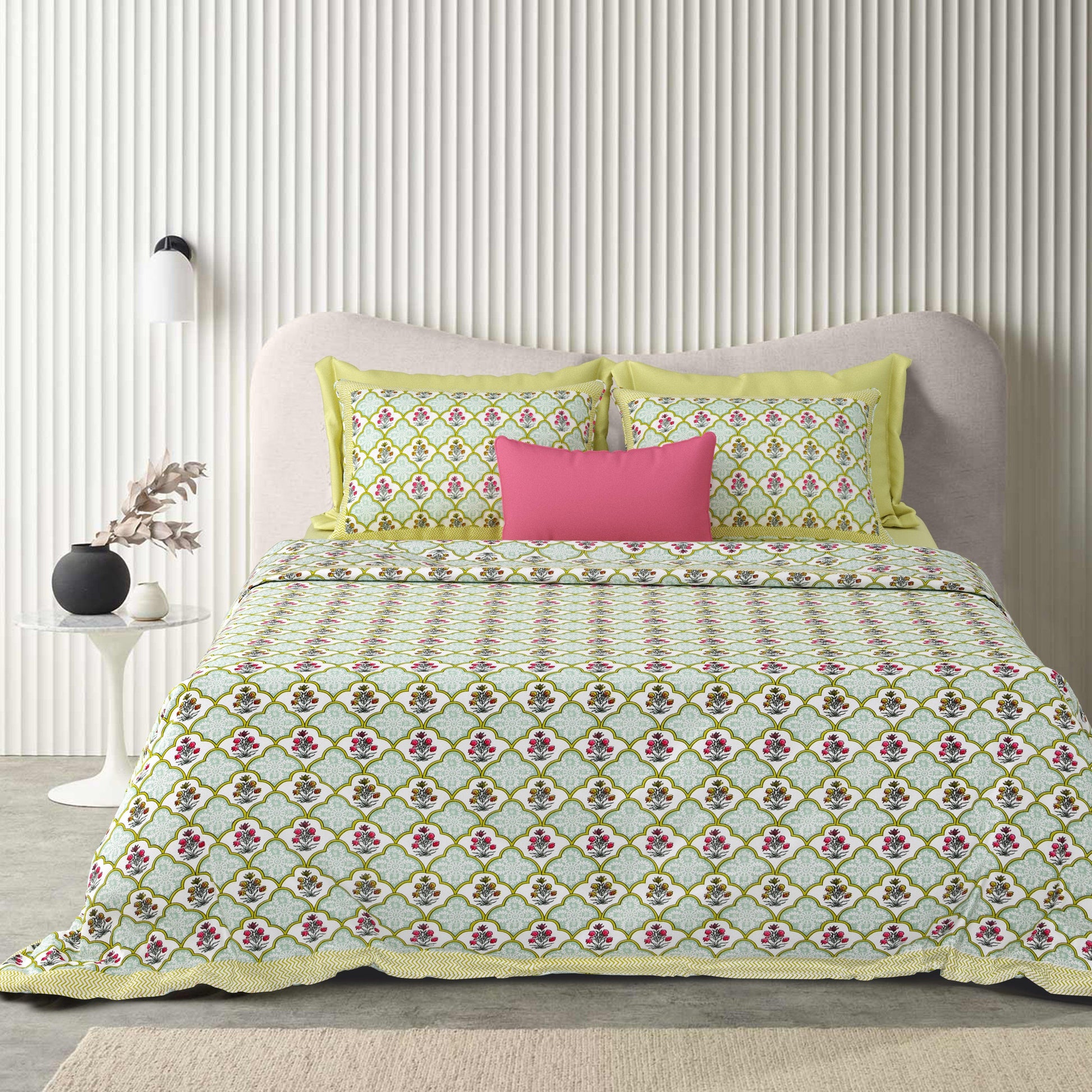 Tista 310 TC Cotton Bed Sheet with 2 Pillow Covers - Printed - Clover Home Furnishings
