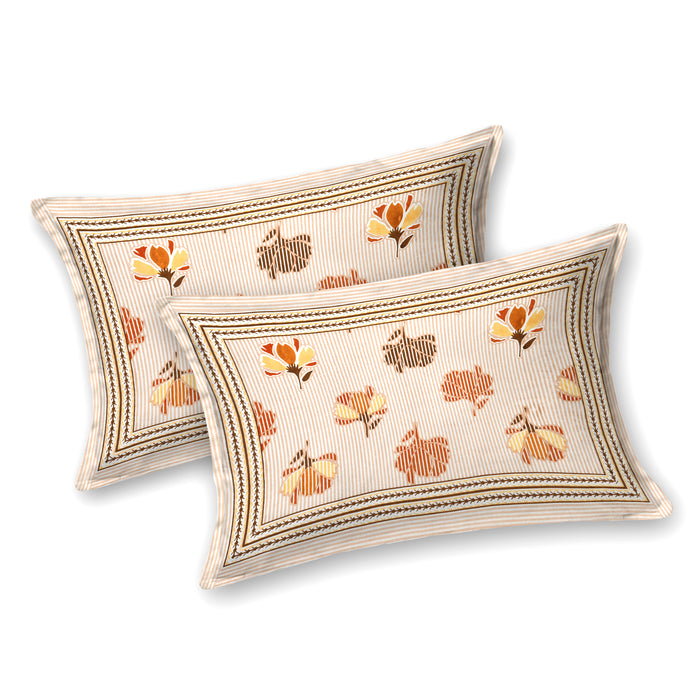 Tista 310 TC Cotton Bed Sheet with 2 Pillow Covers - Printed