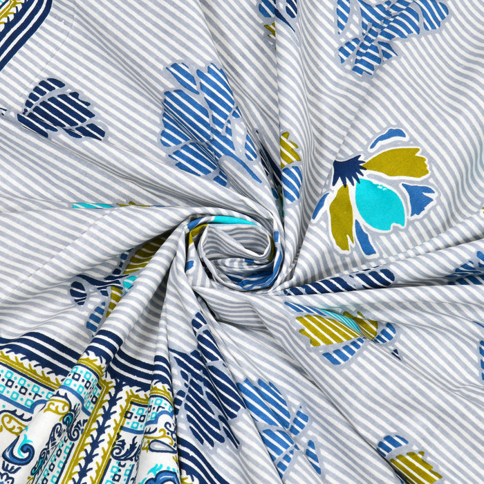 Tista 310 TC Cotton Bed Sheet with 2 Pillow Covers - Printed
