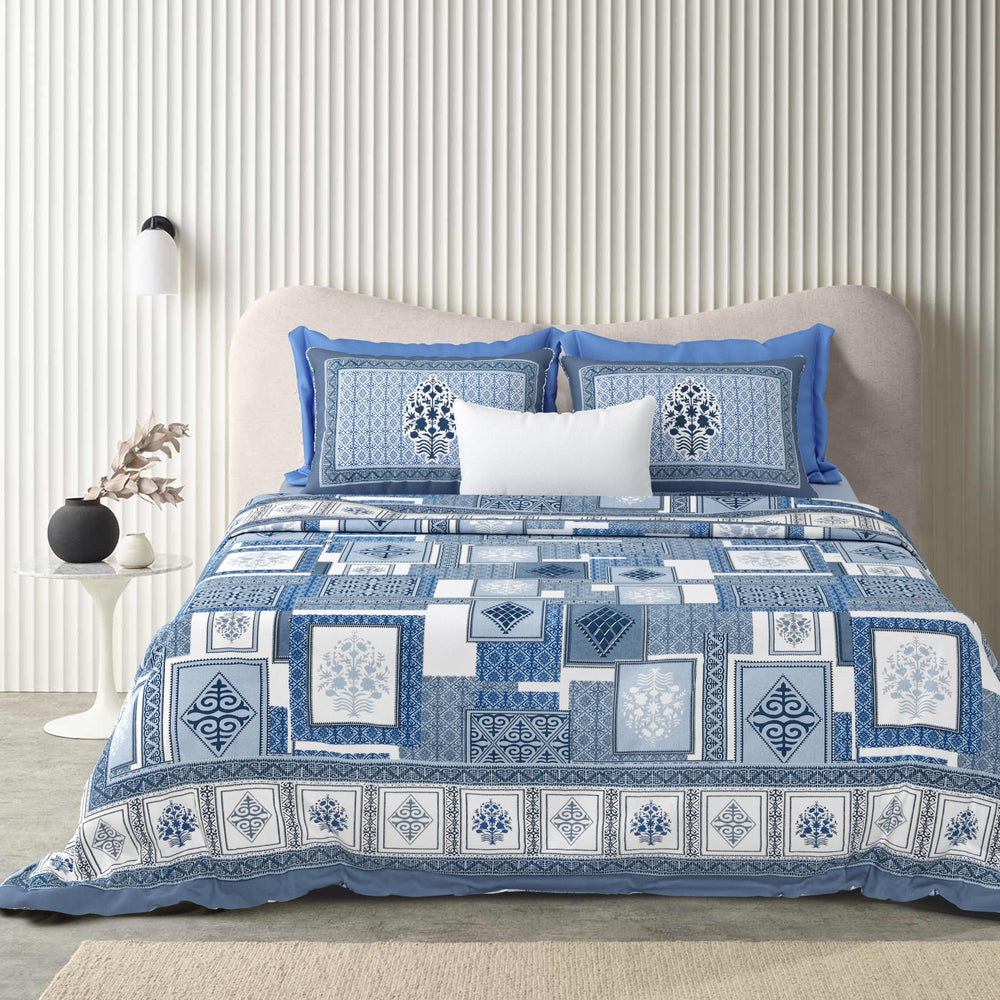 Tista 310 TC Cotton Bed Sheet with 2 Pillow Covers - Printed - Clover Home Furnishings