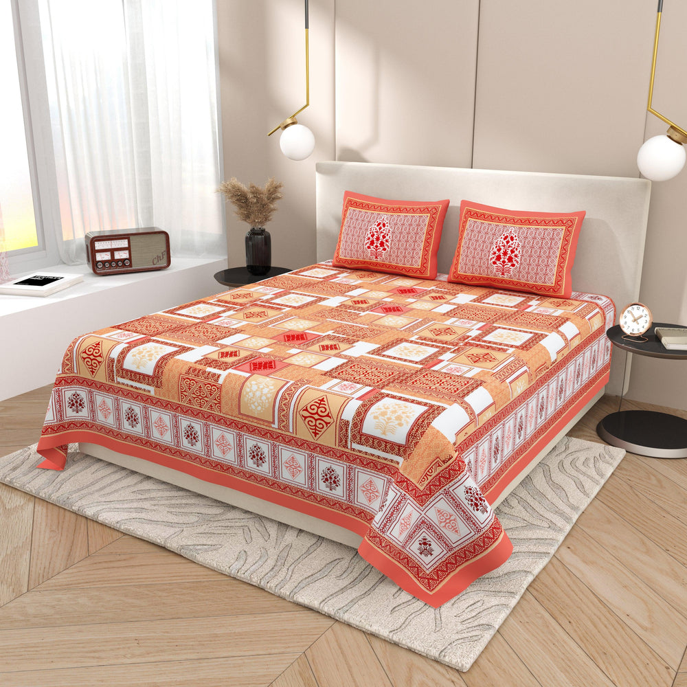 Tista 310 TC Cotton Bed Sheet with 2 Pillow Covers - Printed - Clover Home Furnishings