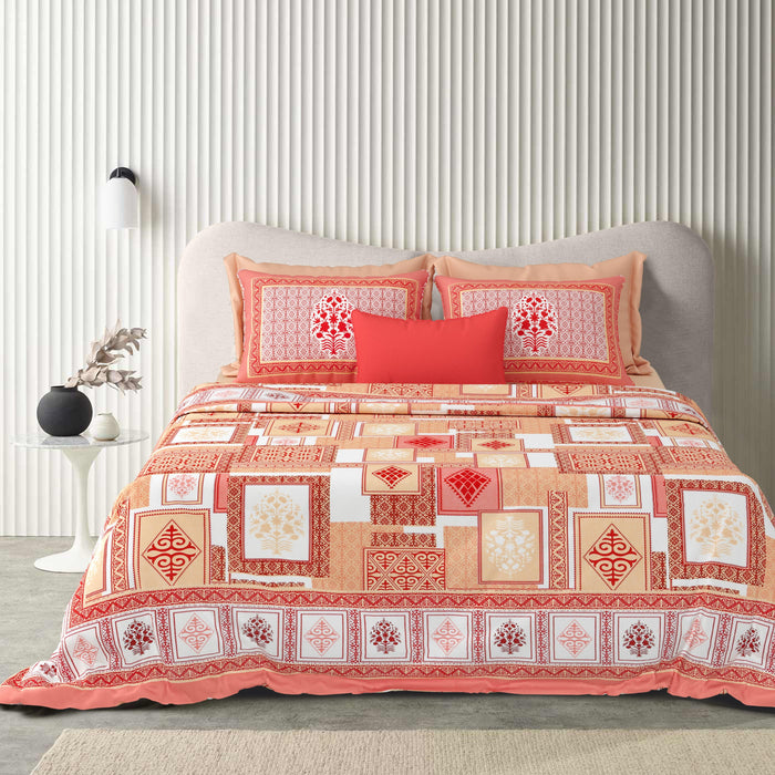 Tista 310 TC Cotton Bed Sheet with 2 Pillow Covers - Printed - Clover Home Furnishings