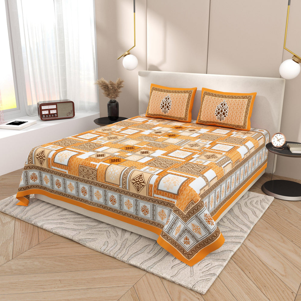 Tista 310 TC Cotton Bed Sheet with 2 Pillow Covers - Printed - Clover Home Furnishings