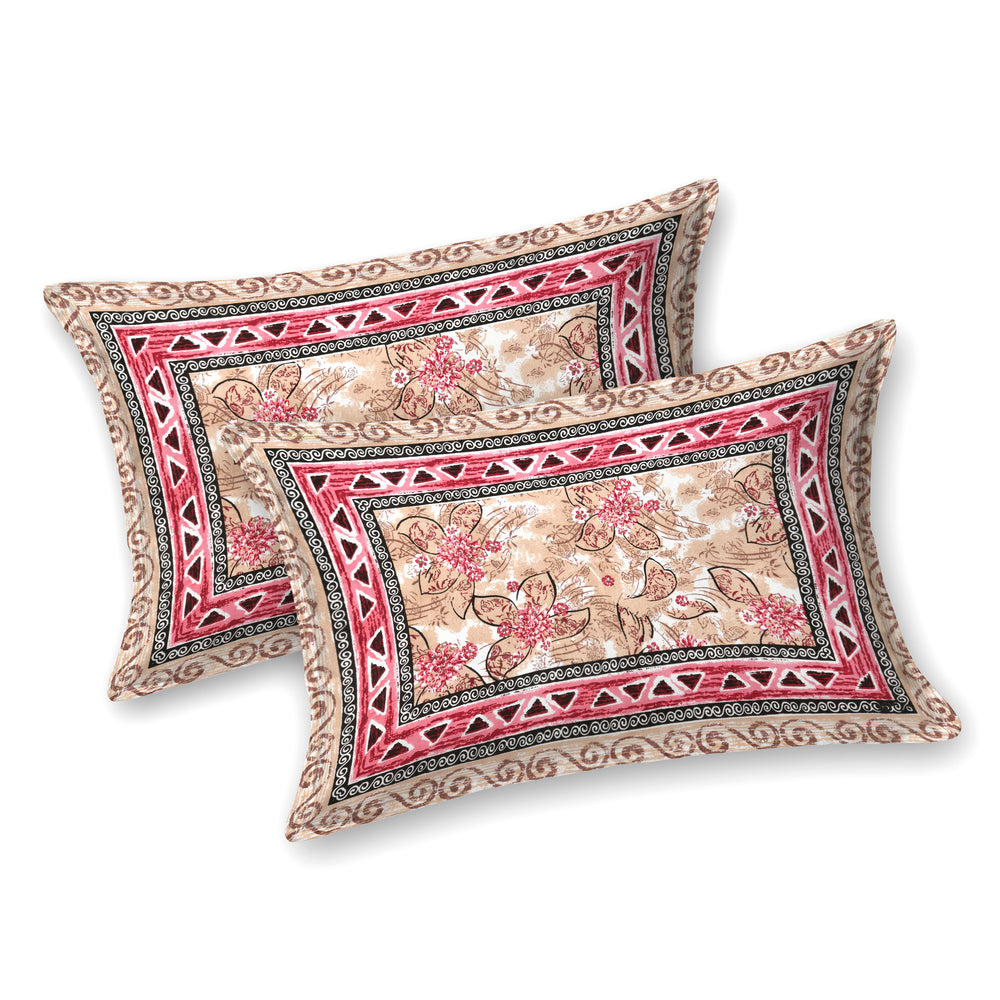Tista 310 TC Cotton Bed Sheet with 2 Pillow Covers - Printed