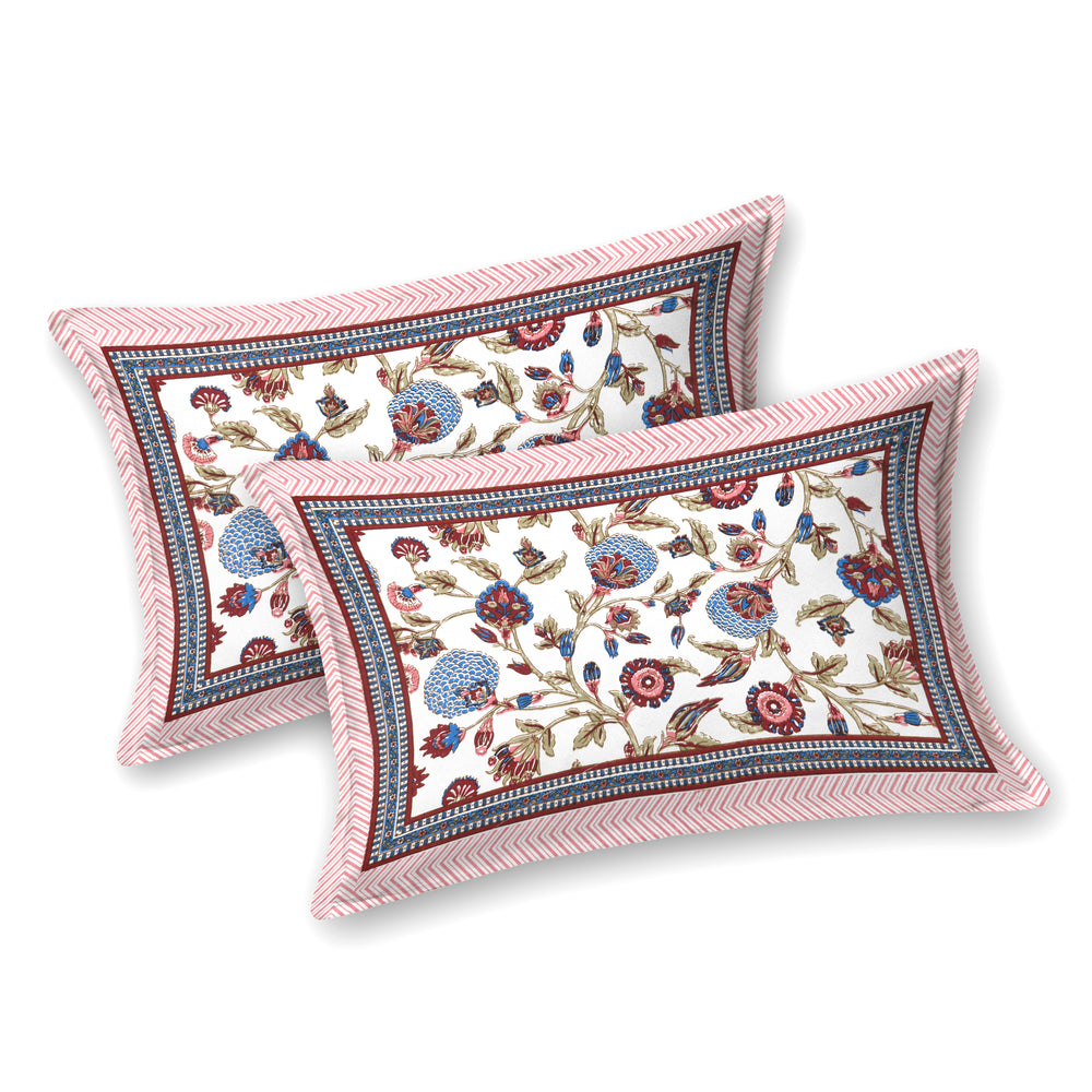 Tista 310 TC Cotton Bed Sheet with 2 Pillow Covers - Printed