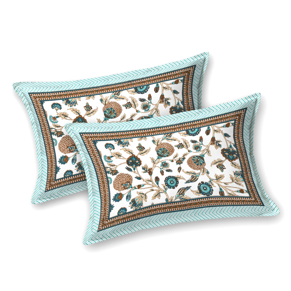 Tista 310 TC Cotton Bed Sheet with 2 Pillow Covers - Printed