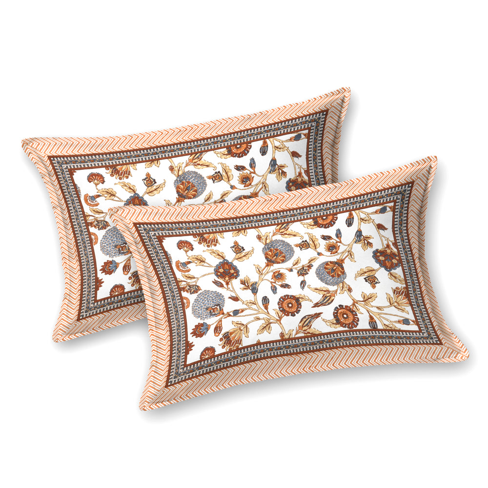 Tista 310 TC Cotton Bed Sheet with 2 Pillow Covers - Printed