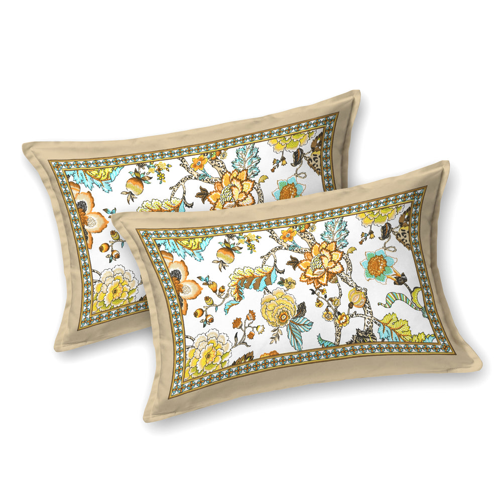 Tista 310 TC Cotton Bed Sheet with 2 Pillow Covers - Printed