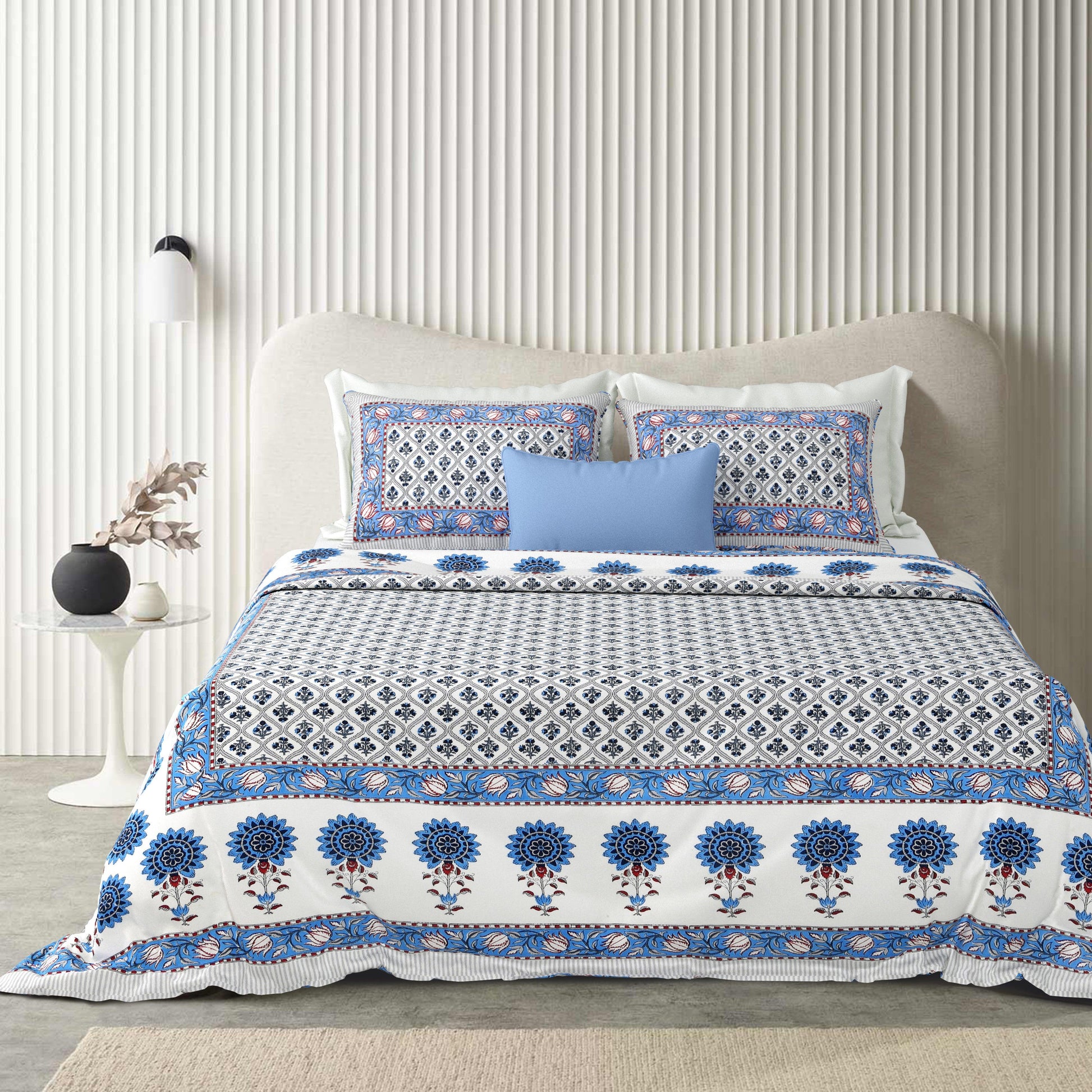 Tista 310 TC Cotton Bed Sheet with 2 Pillow Covers - Printed - Clover Home Furnishings