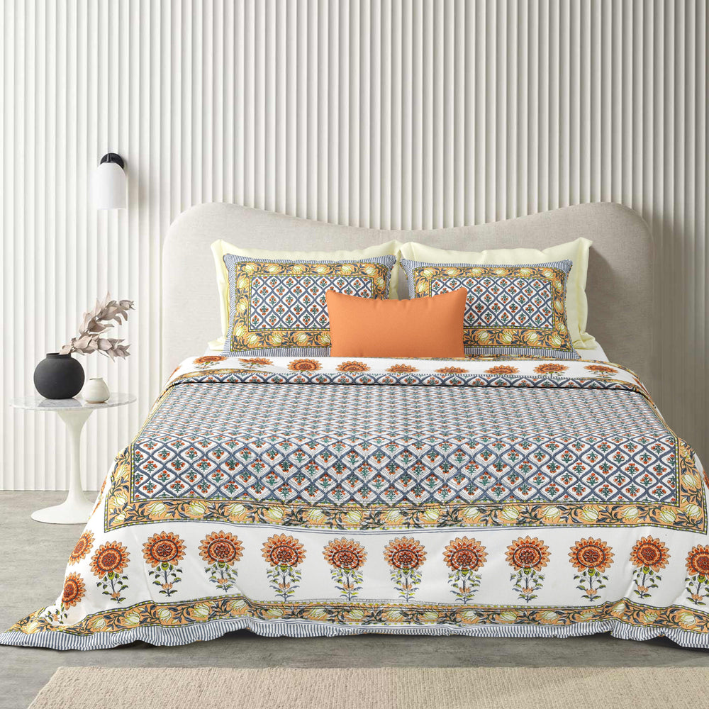 Tista 310 TC Cotton Bed Sheet with 2 Pillow Covers - Printed - Clover Home Furnishings