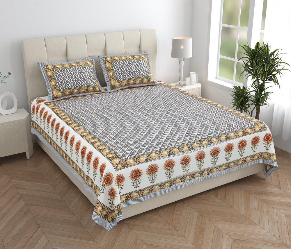 Tista 310 TC Cotton Bed Sheet with 2 Pillow Covers - Printed - Clover Home Furnishings