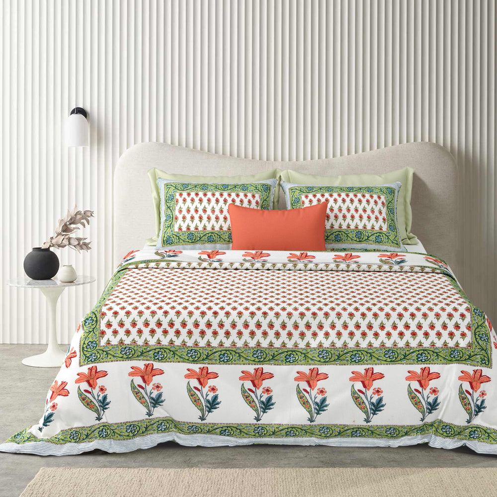 Tista 310 TC Cotton Bed Sheet with 2 Pillow Covers - Printed - Clover Home Furnishings