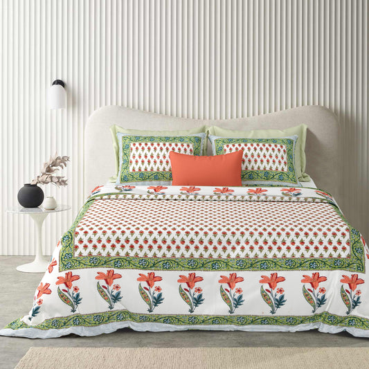 Tista 310 TC Cotton Bed Sheet with 2 Pillow Covers - Printed - Clover Home Furnishings