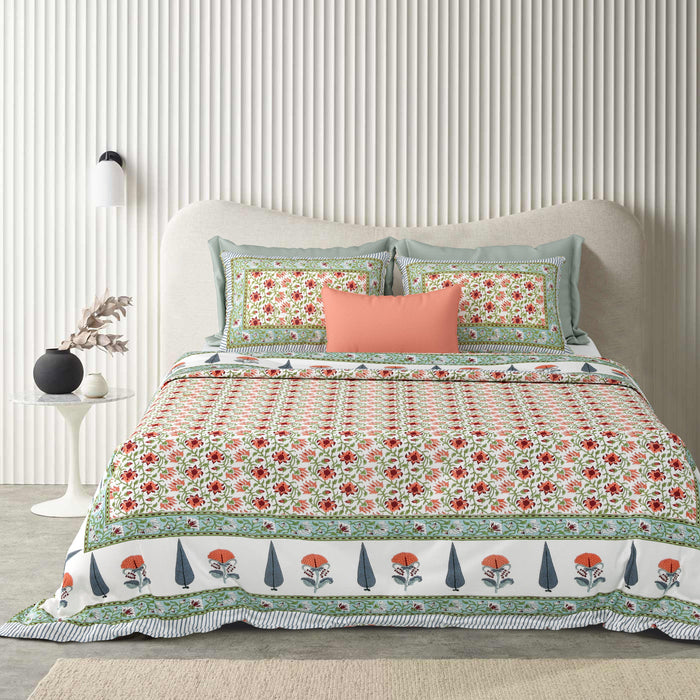 Tista 310 TC Cotton Bed Sheet with 2 Pillow Covers - Printed - Clover Home Furnishings