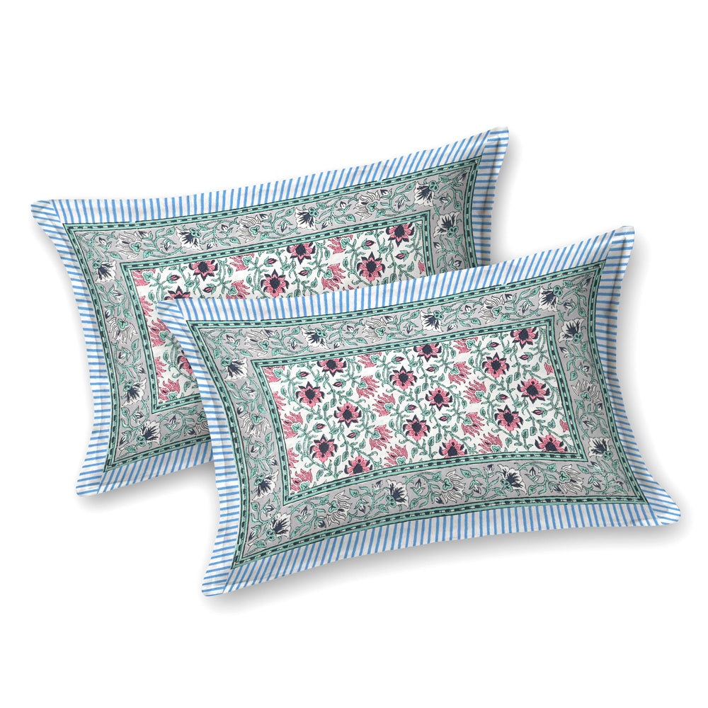 Tista 310 TC Cotton Bed Sheet with 2 Pillow Covers - Printed - Clover Home Furnishings