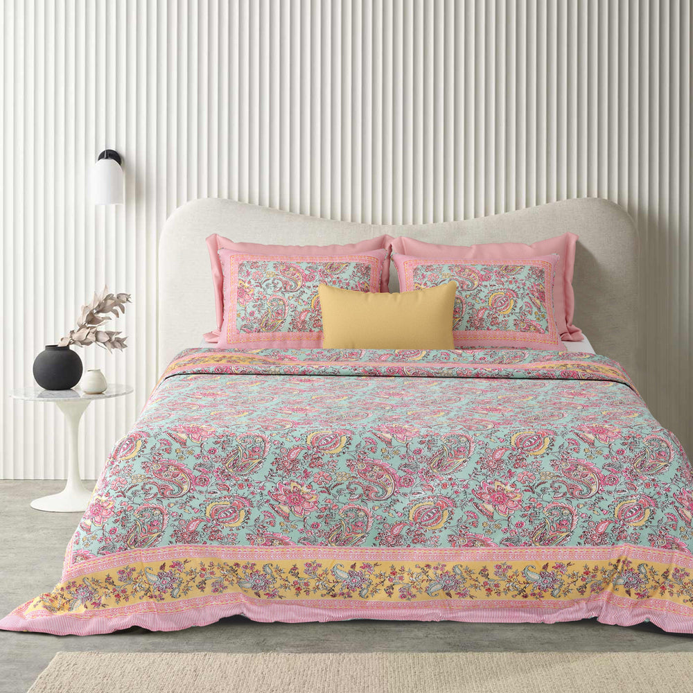 Tista 310 TC Cotton Bed Sheet with 2 Pillow Covers - Printed - Clover Home Furnishings