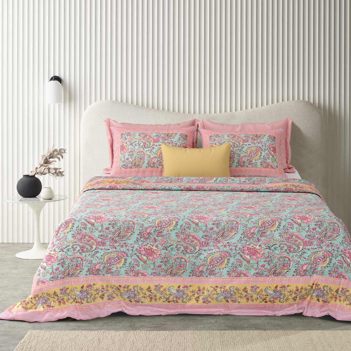 Tista 310 TC Cotton Bed Sheet with 2 Pillow Covers - Printed - Clover Home Furnishings