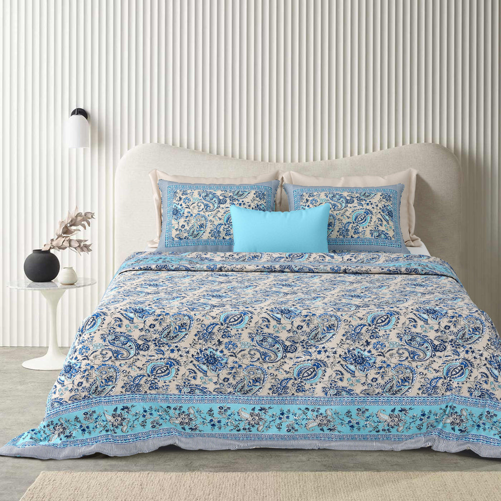 Tista 310 TC Cotton Bed Sheet with 2 Pillow Covers - Printed - Clover Home Furnishings