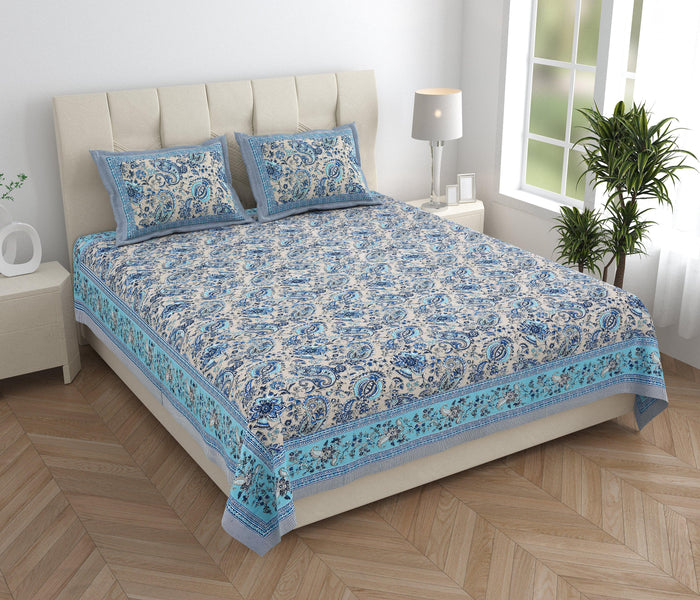 Tista 310 TC Cotton Bed Sheet with 2 Pillow Covers - Printed - Clover Home Furnishings