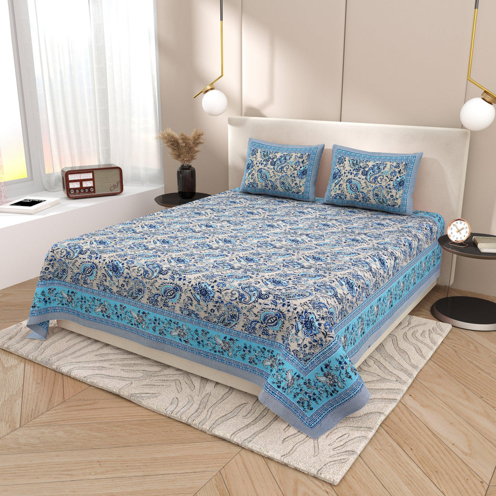 Tista 310 TC Cotton Bed Sheet with 2 Pillow Covers - Printed - Clover Home Furnishings
