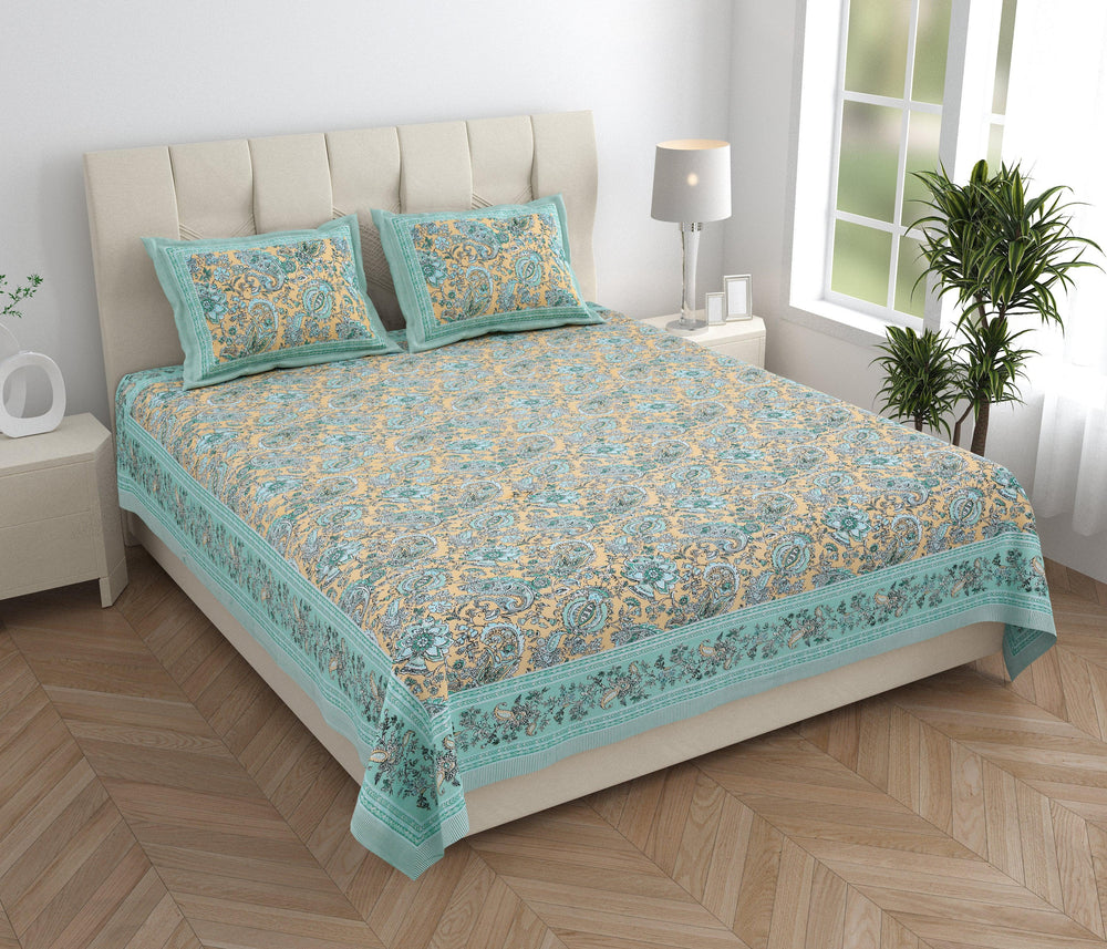 Tista 310 TC Cotton Bed Sheet with 2 Pillow Covers - Printed - Clover Home Furnishings