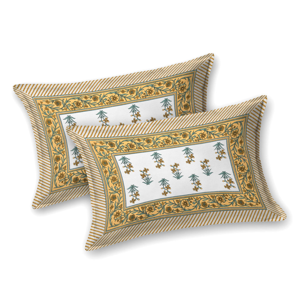 Tista 310 TC Cotton Bed Sheet with 2 Pillow Covers - Printed - Clover Home Furnishings