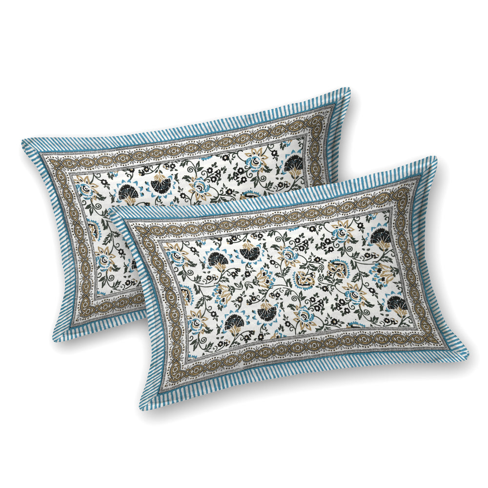 Tista 310 TC Cotton Bed Sheet with 2 Pillow Covers - Printed