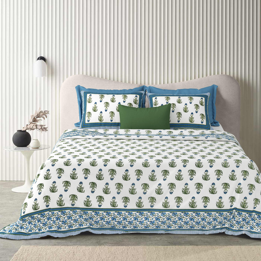 Tista 310 TC Cotton Bed Sheet with 2 Pillow Covers - Printed - Clover Home Furnishings