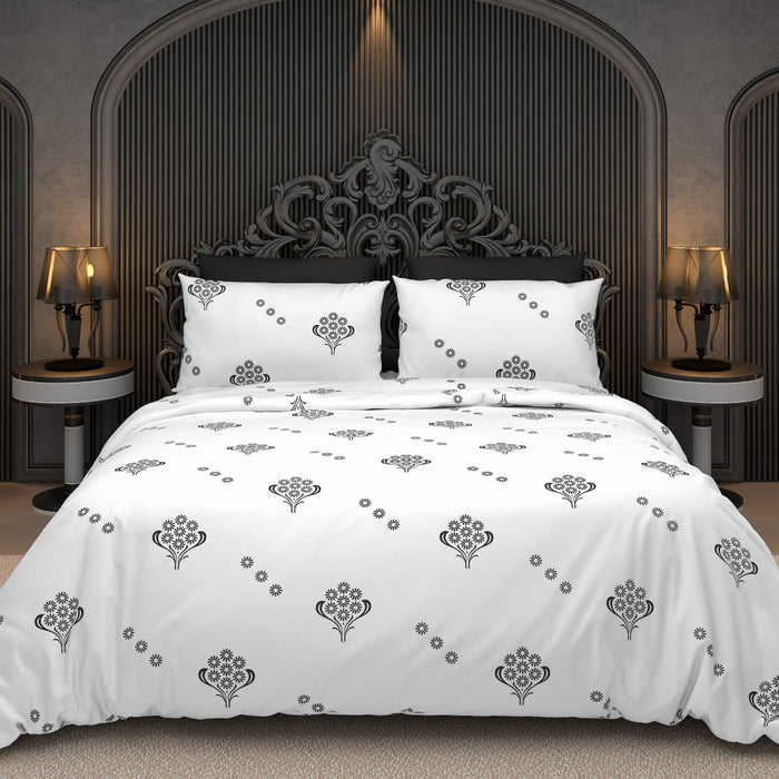 BS235: Black & White S. King Double Bed Sheets