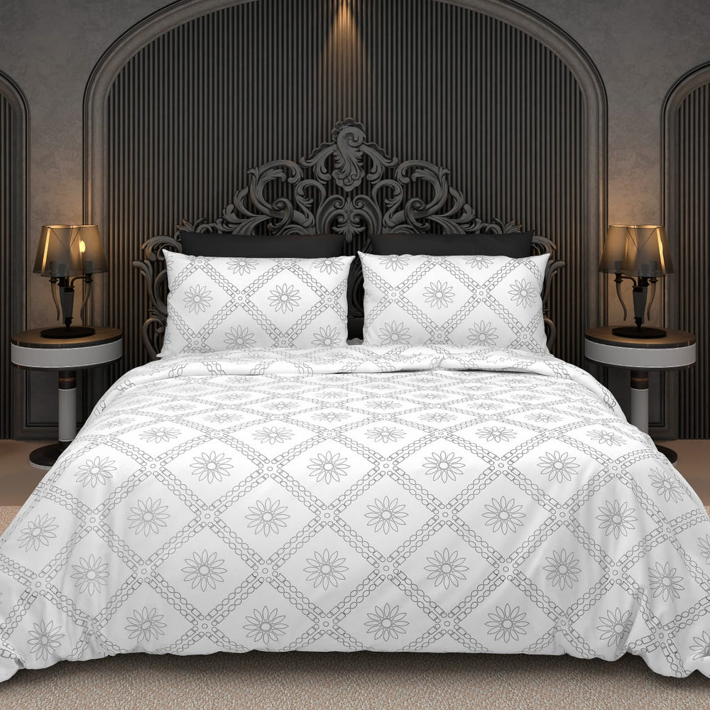 BS235: Black & White S. King Double Bed Sheets