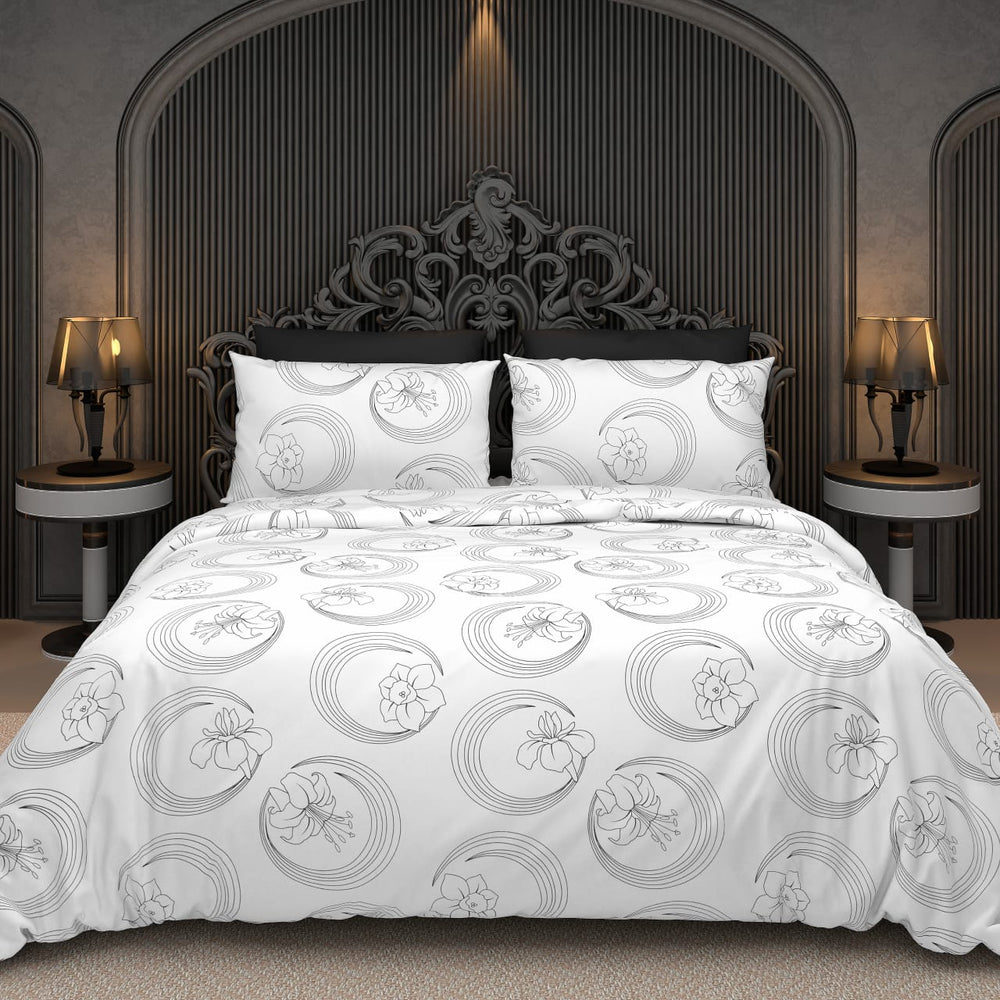 BS235: Black & White S. King Double Bed Sheets