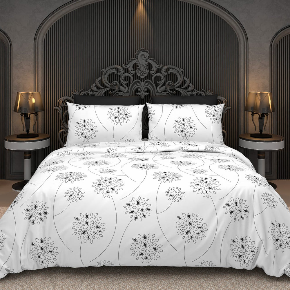 BS235: Black & White S. King Double Bed Sheets