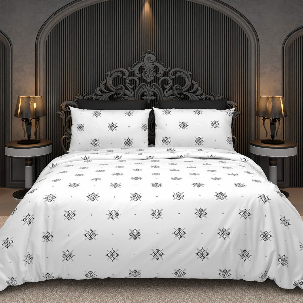 BS235: Black & White S. King Double Bed Sheets