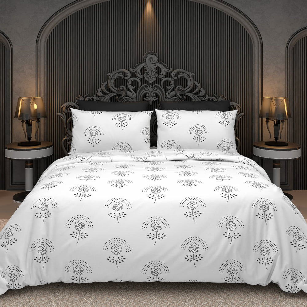 BS235: Black & White S. King Double Bed Sheets