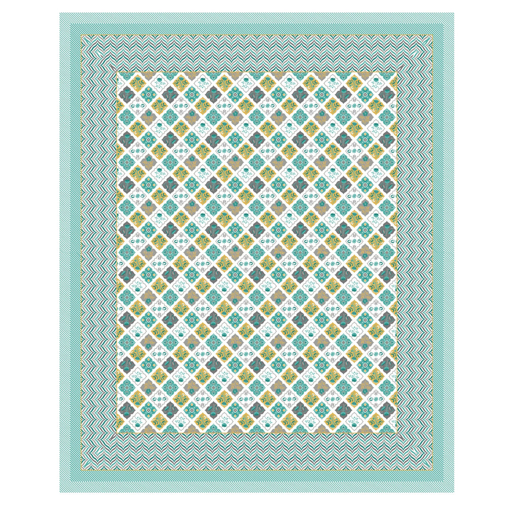Mahanadi 310 TC Cotton Bed Sheet with 2 Pillow Covers - Printed - Clover Home Furnishings