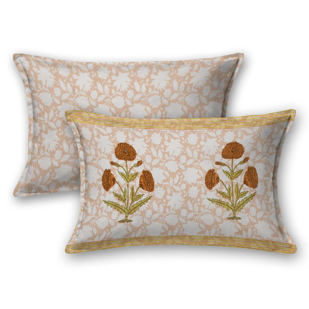 Mahanadi 310 TC Cotton Bed Sheet with 2 Pillow Covers - Printed - Clover Home Furnishings