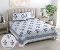 Mahanadi 310 TC Cotton Bed Sheet with 2 Pillow Covers - Printed - Clover Home Furnishings