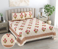 Mahanadi 310 TC Cotton Bed Sheet with 2 Pillow Covers - Printed - Clover Home Furnishings