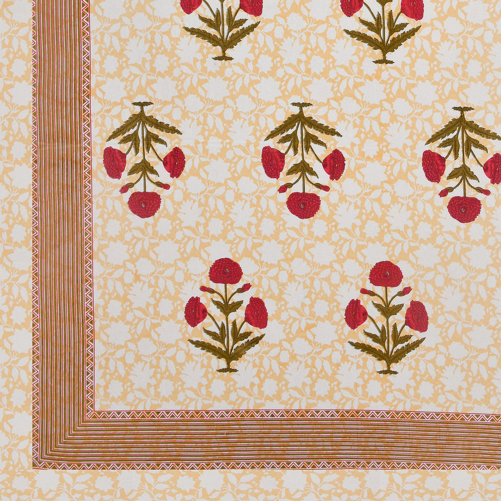 Mahanadi 310 TC Cotton Bed Sheet with 2 Pillow Covers - Printed - Clover Home Furnishings